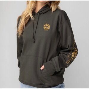 Natural Life Good Vibes Only Floral Graphic Hoodie Green Size Small Bohemian